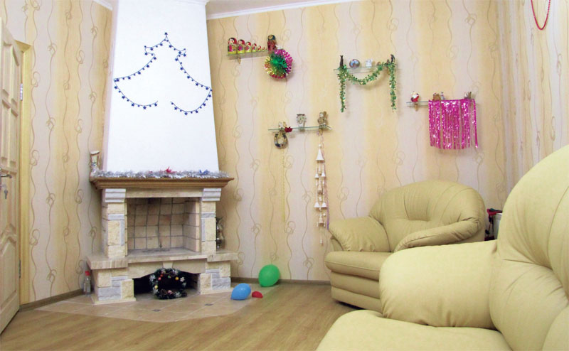 В интерьере преобладают мягкие светлые оттенки